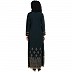 A-line abaya with Block prints- Bottle Green